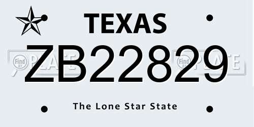 ZB22829 Texas License Plate