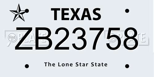 ZB23758 Texas License Plate