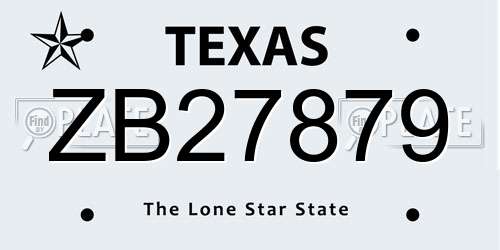 ZB27879 Texas License Plate