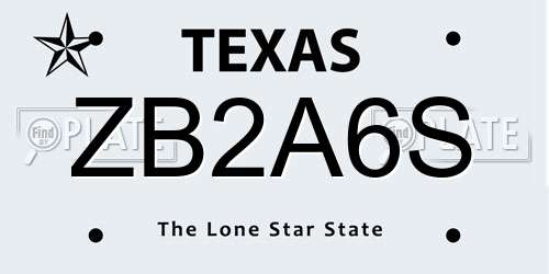 ZB2A6S Texas License Plate