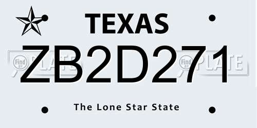ZB2D271 Texas License Plate