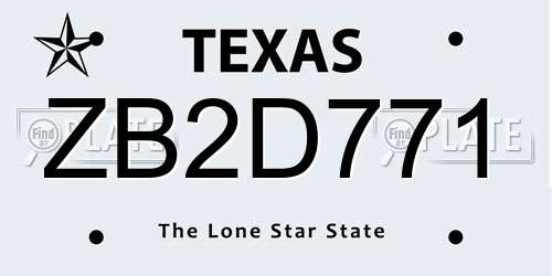 ZB2D771 Texas License Plate