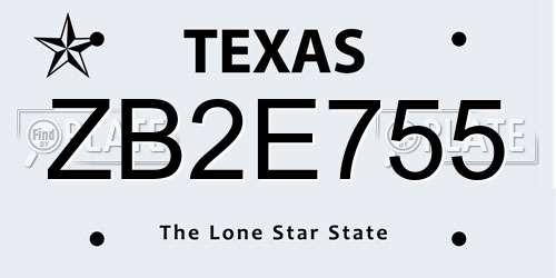 ZB2E755 Texas License Plate