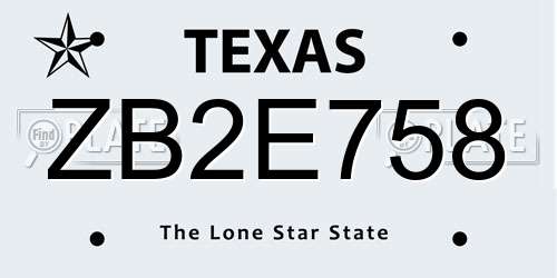 ZB2E758 Texas License Plate