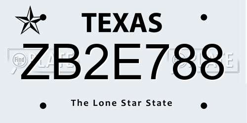 ZB2E788 Texas License Plate