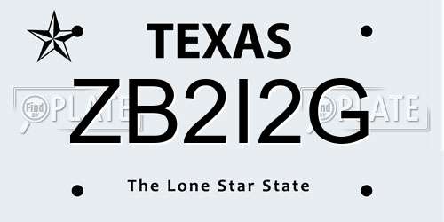 ZB2I2G Texas License Plate