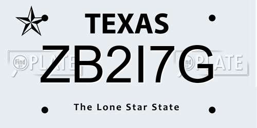 ZB2I7G Texas License Plate