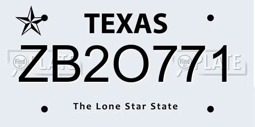 ZB2O771 Texas License Plate