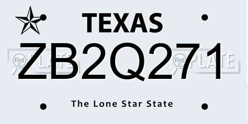 ZB2Q271 Texas License Plate