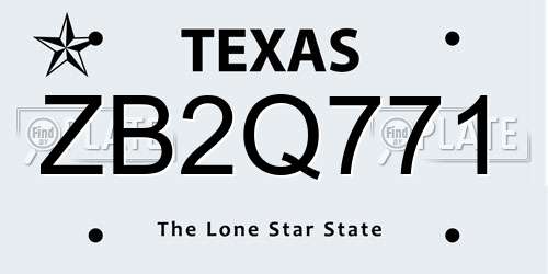 ZB2Q771 Texas License Plate