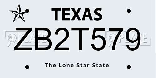 ZB2T579 Texas License Plate
