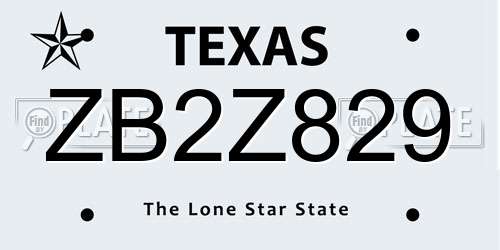 ZB2Z829 Texas License Plate