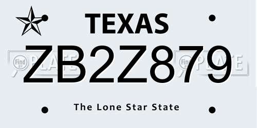 ZB2Z879 Texas License Plate