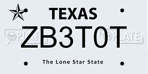 ZB3T0T Texas License Plate