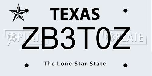 ZB3T0Z Texas License Plate
