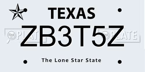 ZB3T5Z Texas License Plate
