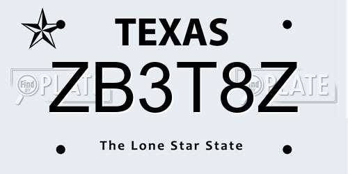 ZB3T8Z Texas License Plate