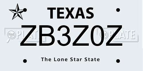 ZB3Z0Z Texas License Plate