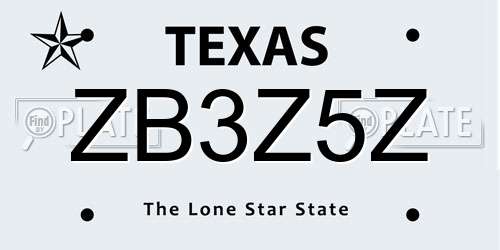 ZB3Z5Z Texas License Plate