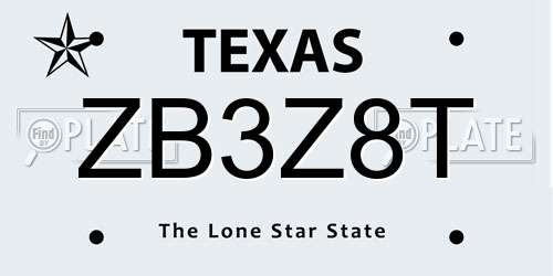 ZB3Z8T Texas License Plate