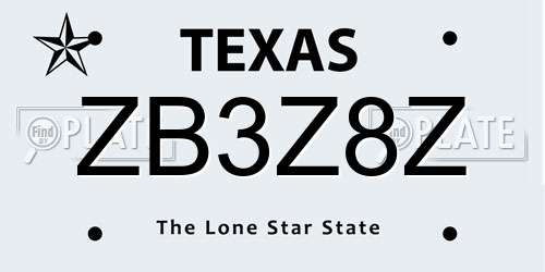 ZB3Z8Z Texas License Plate