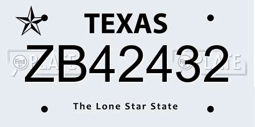 ZB42432 Texas License Plate