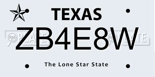 ZB4E8W Texas License Plate