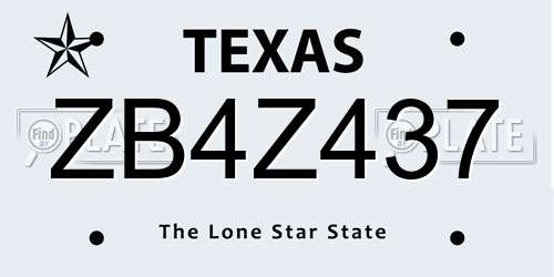 ZB4Z437 Texas License Plate