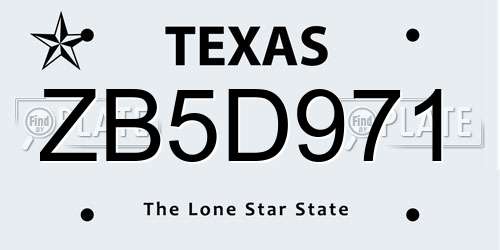 ZB5D971 Texas License Plate