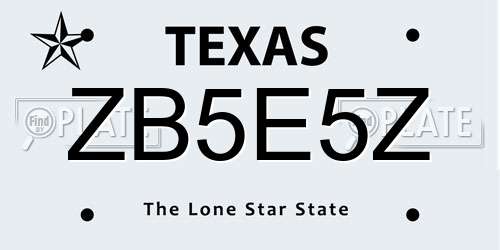 ZB5E5Z Texas License Plate