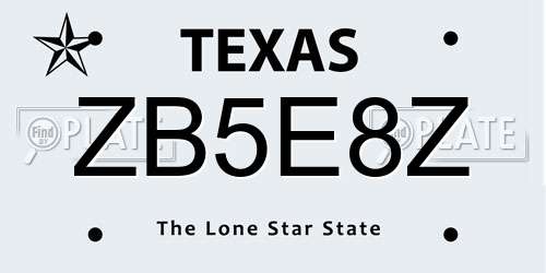 ZB5E8Z Texas License Plate