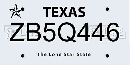 ZB5Q446 Texas License Plate