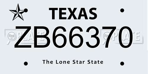 ZB66370 Texas License Plate