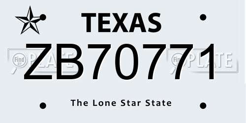 ZB70771 Texas License Plate