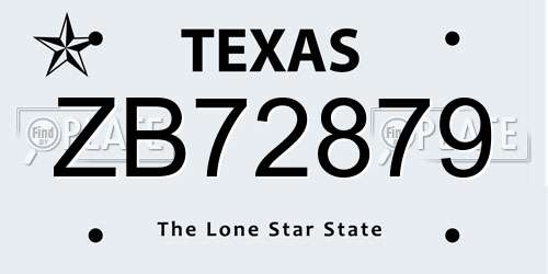 ZB72879 Texas License Plate
