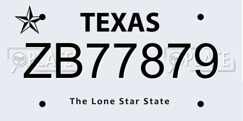 ZB77879 Texas License Plate
