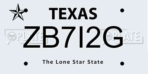 ZB7I2G Texas License Plate