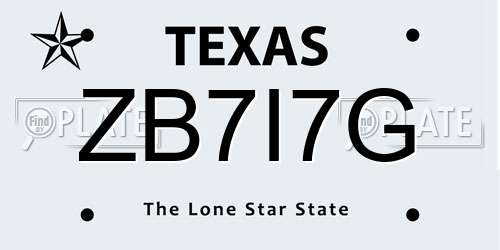 ZB7I7G Texas License Plate