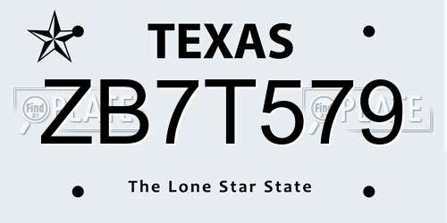ZB7T579 Texas License Plate