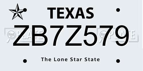ZB7Z579 Texas License Plate