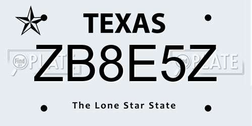 ZB8E5Z Texas License Plate