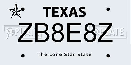 ZB8E8Z Texas License Plate