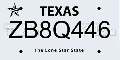 ZB8Q446 Texas License Plate