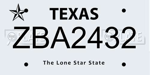 ZBA2432 Texas License Plate