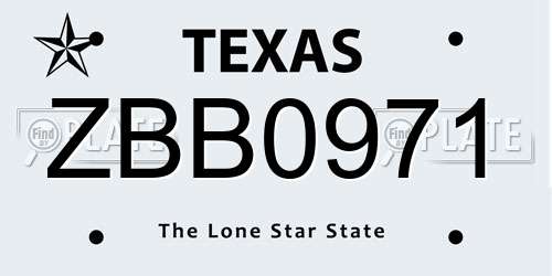 ZBB0971 Texas License Plate