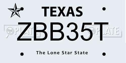 ZBB35T Texas License Plate