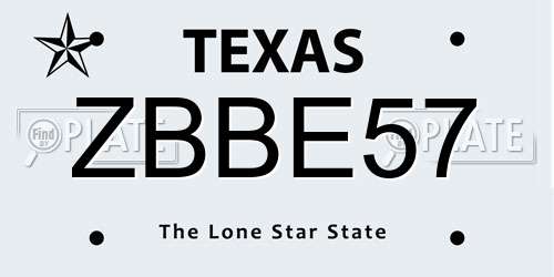 ZBBE57 Texas License Plate