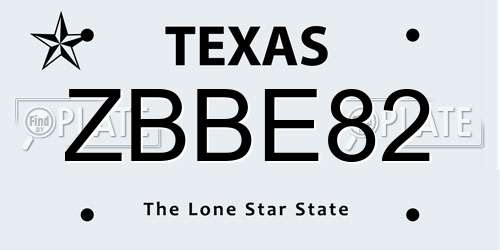 ZBBE82 Texas License Plate