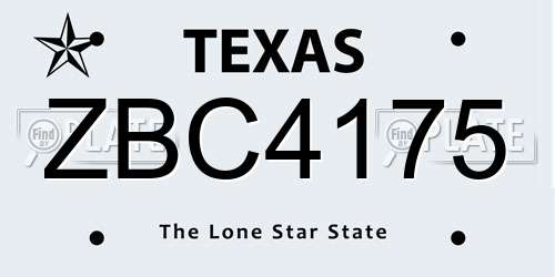 ZBC4175 Texas License Plate