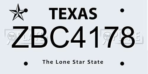 ZBC4178 Texas License Plate